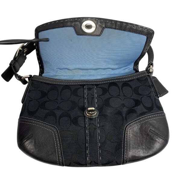 VTG Coach Signature Logo Black Canvas & Leather Shoulder Hand Bag 11574 + Tag - Picture 10 of 16